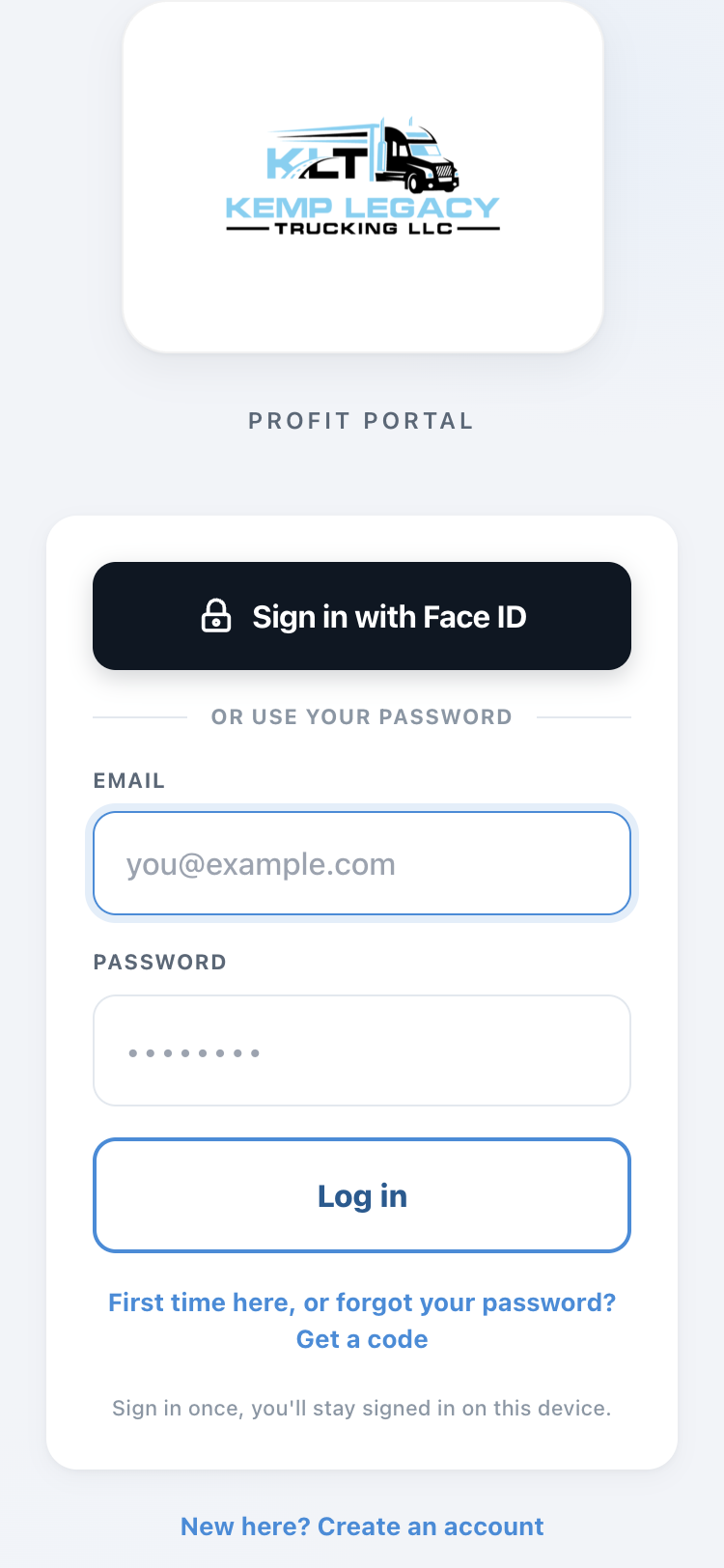The sign-up form