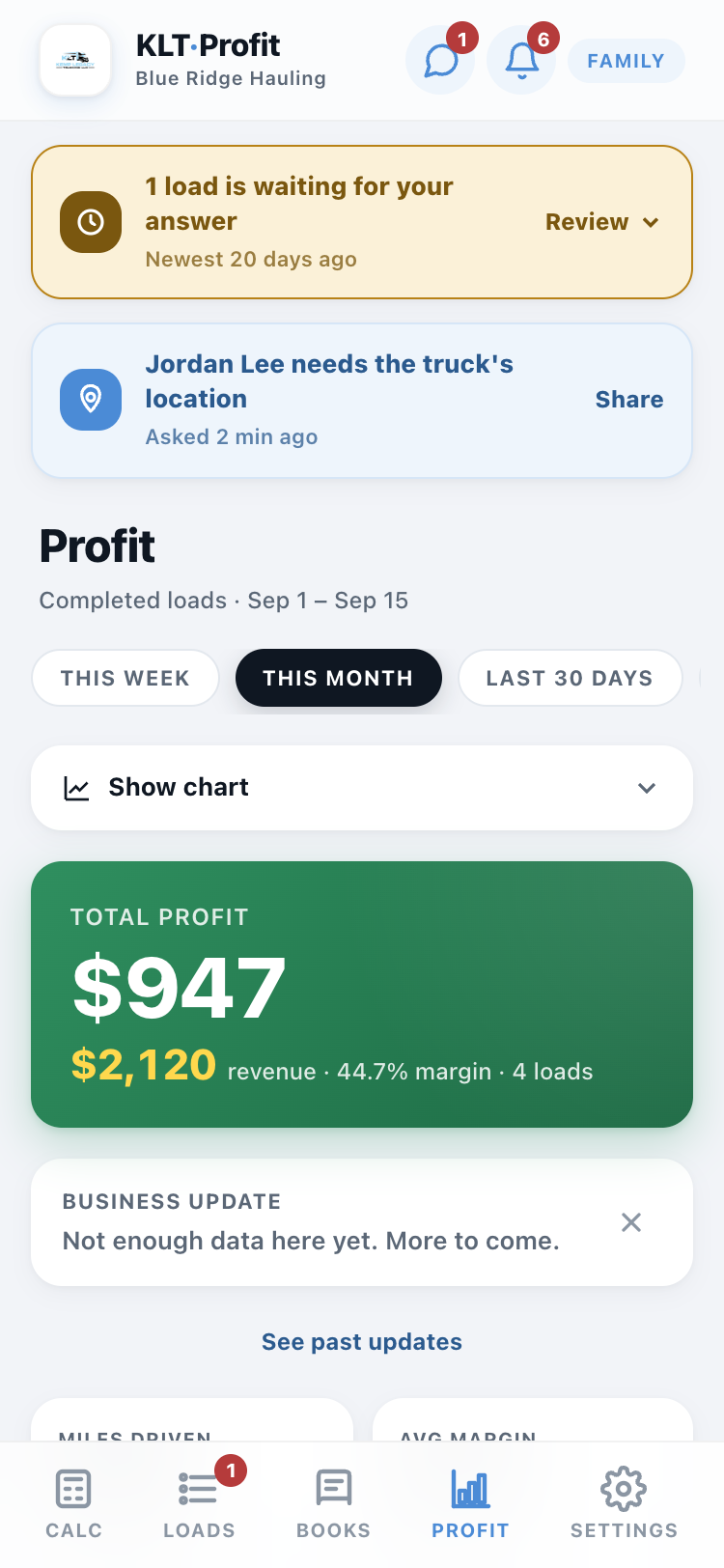 The Profit tab