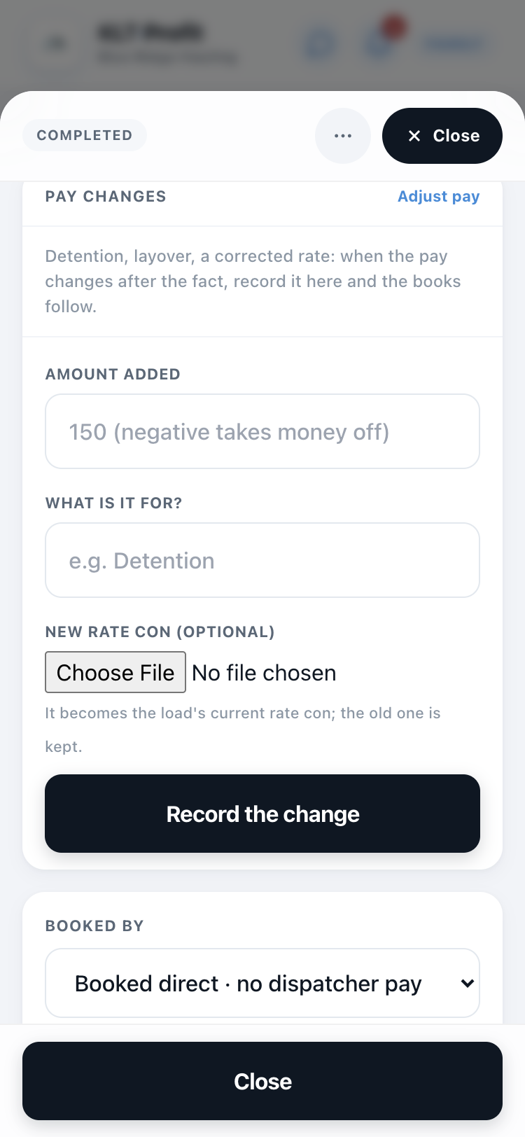 Adjusting a load's pay