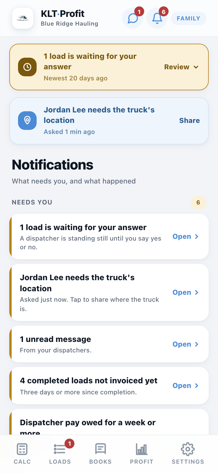 The notification center
